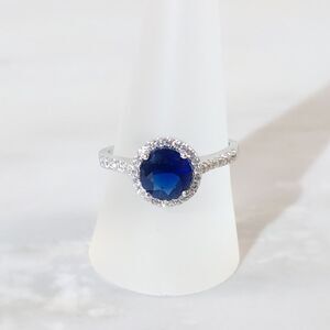 Simulated Blue Sapphire Ring Size 8-3/4
